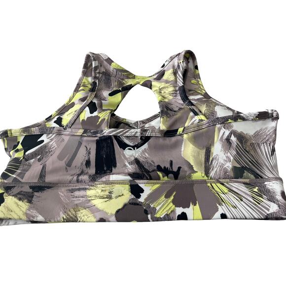 CALVIN KLEIN RACERBACK PADDED SPORTS BRA, WOMENS, XL YELLOW TAN ABSTRACT PATTERN - Picture 3 of 11